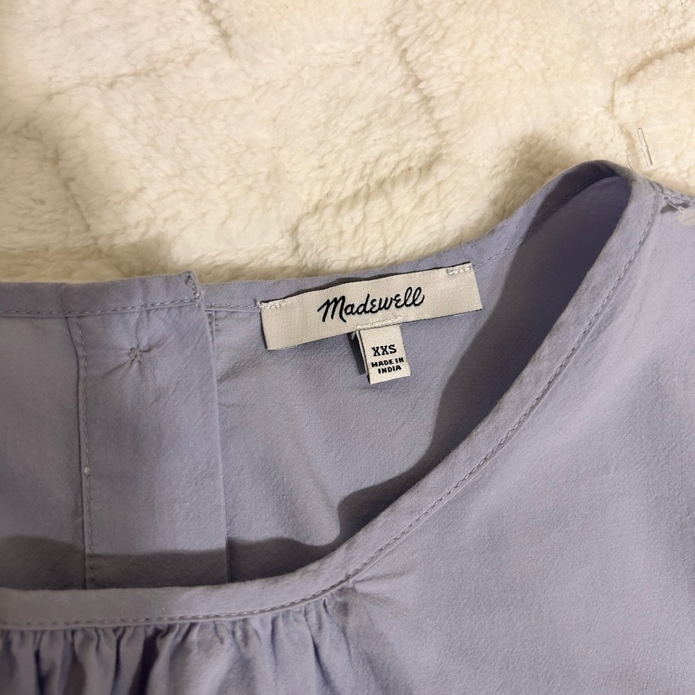 Madewell Boxy Puff Sleeve Blouse in Purple Size:XXS - Picture 7 of 9